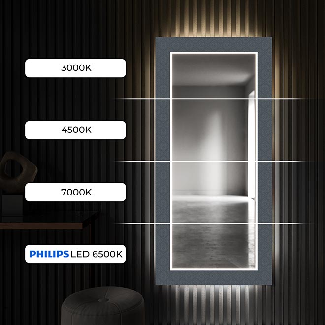 Basta con tocar el interruptor para encender o apagar de forma rápida e intuitiva la retroiluminación LED de tu espejo decorativo.