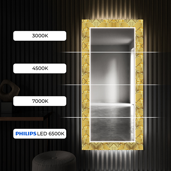 Basta con tocar el interruptor para encender o apagar de forma rápida e intuitiva la retroiluminación LED de tu espejo decorativo.