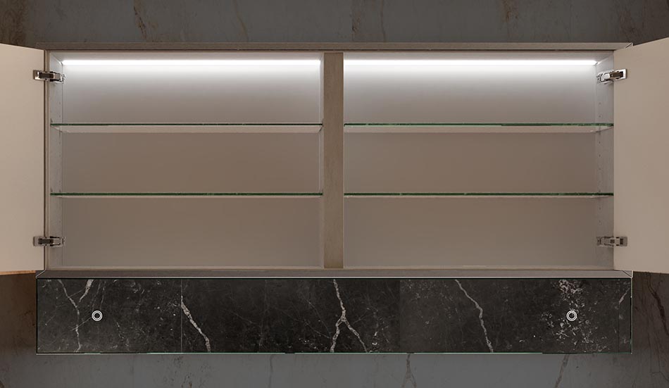 Espejo de baño con gabinete compacto y luz LED – modelo Lily | ARTFORMA