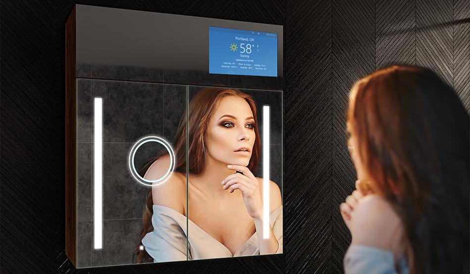 Gabinete compacto con espejo LED y compartimentos – Sarah baño | ARTFORMA