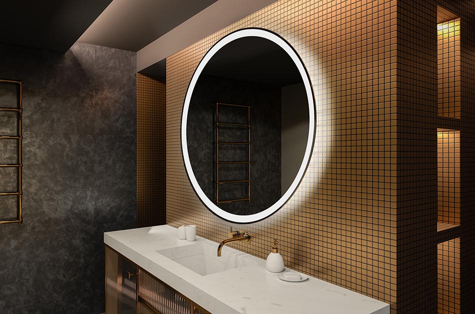 Espejo LED con contorno circular y diseño minimalista – espejo mural | ARTFORMA