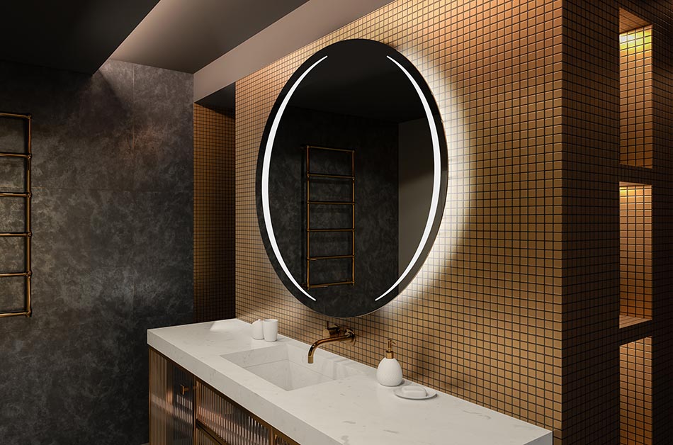 Espejo LED con contorno circular y diseño minimalista – espejo mural | ARTFORMA
