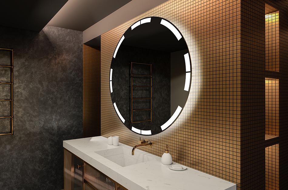 Espejo LED con contorno circular y diseño minimalista – espejo mural | ARTFORMA