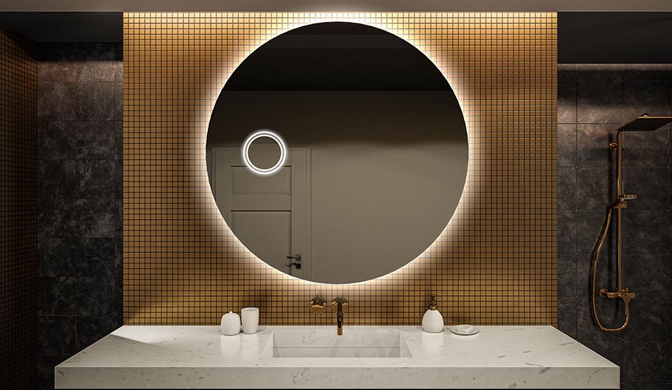 Espejo circular Premium con luz uniforme – espejo moderno | ARTFORMA
