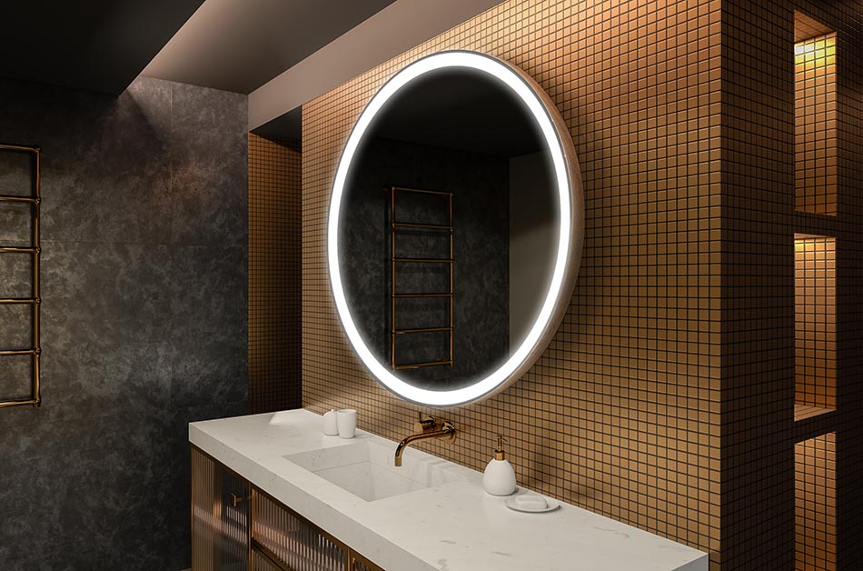 Espejo redondo decorativo con retroiluminación suave – espejo LED | ARTFORMA