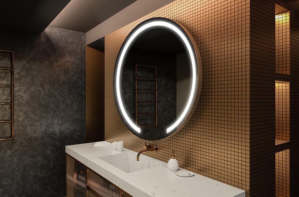 Espejo redondo decorativo con retroiluminación suave – espejo LED | ARTFORMA