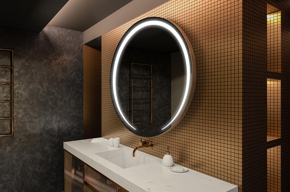 Espejo redondo decorativo con retroiluminación suave – espejo LED | ARTFORMA