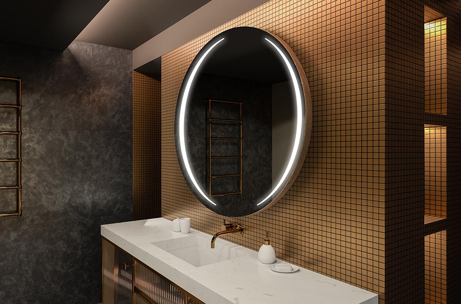 Espejo redondo decorativo con retroiluminación suave – espejo LED | ARTFORMA