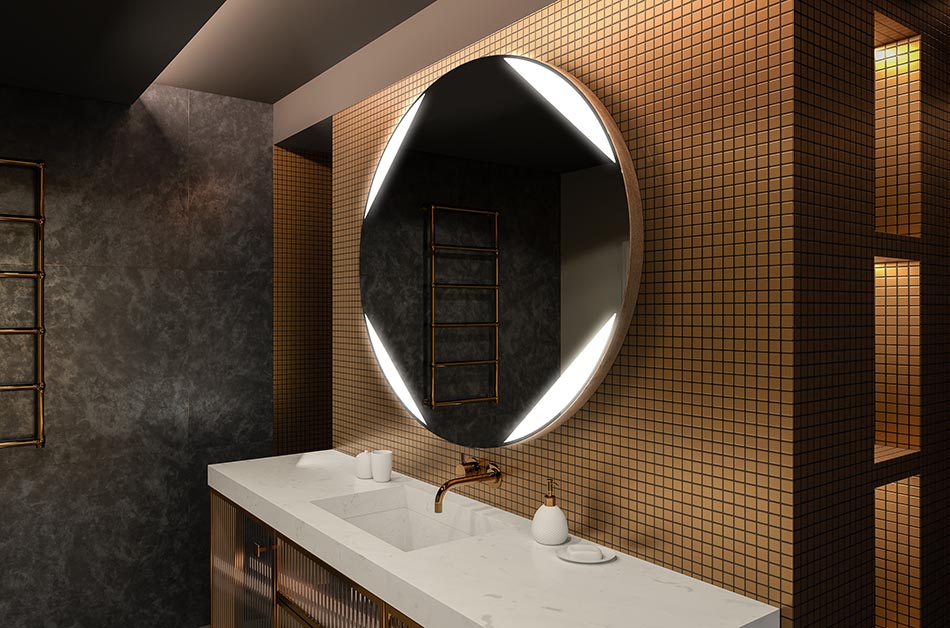 Espejo redondo decorativo con retroiluminación suave – espejo LED | ARTFORMA