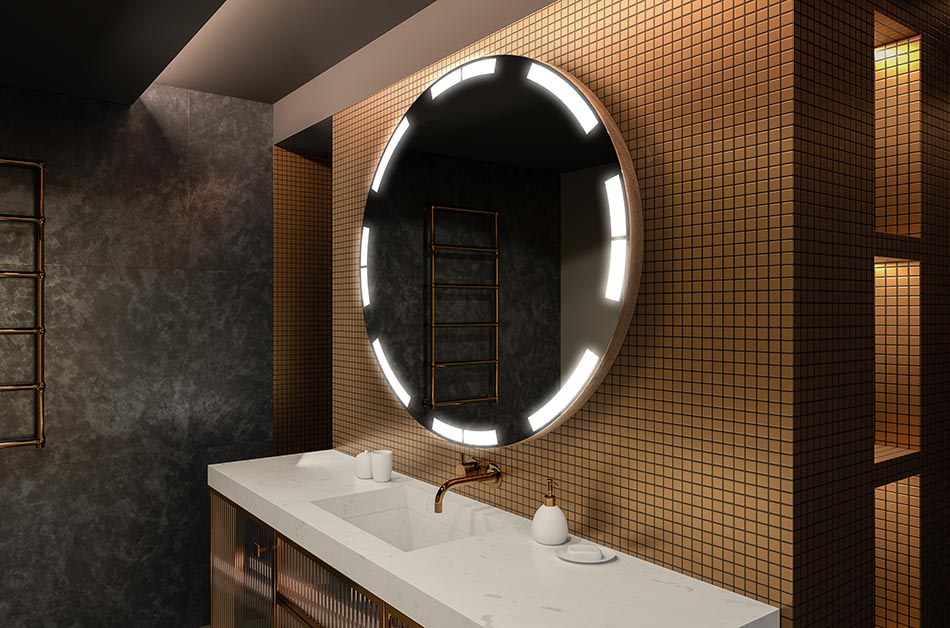 Espejo redondo decorativo con retroiluminación suave – espejo LED | ARTFORMA