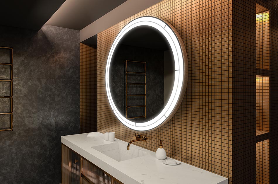 Espejo redondo decorativo con retroiluminación suave – espejo LED | ARTFORMA