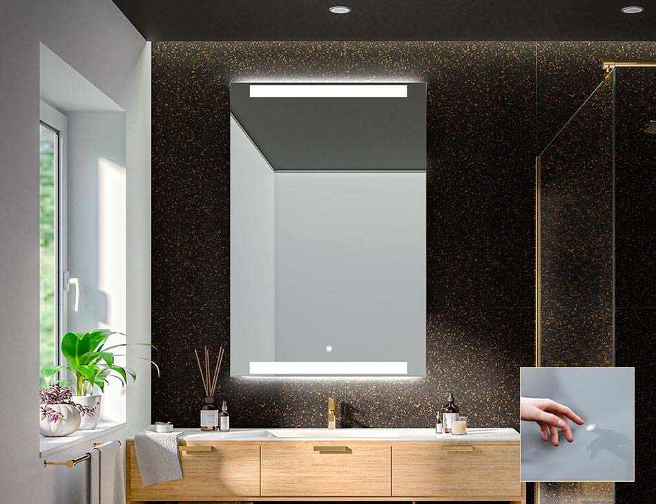 Dimensiones del Espejo 40x40 cm Espejo de baño con iluminación LED Espejo de luz Blanco cálido 3000K ARTTOR M1CP-37-40x40 Espejo LED Premium Espejo con iluminación Espejo de Pared 
