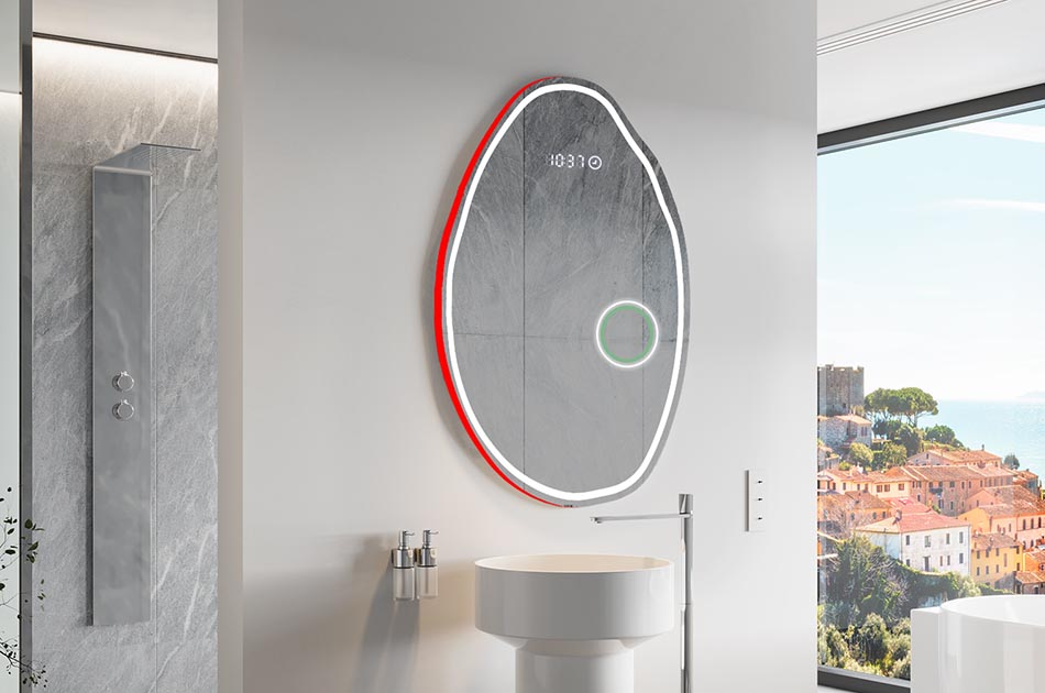 Espejo LED con forma irregular y luz ambiental – espejo decorativo | ARTFORMA