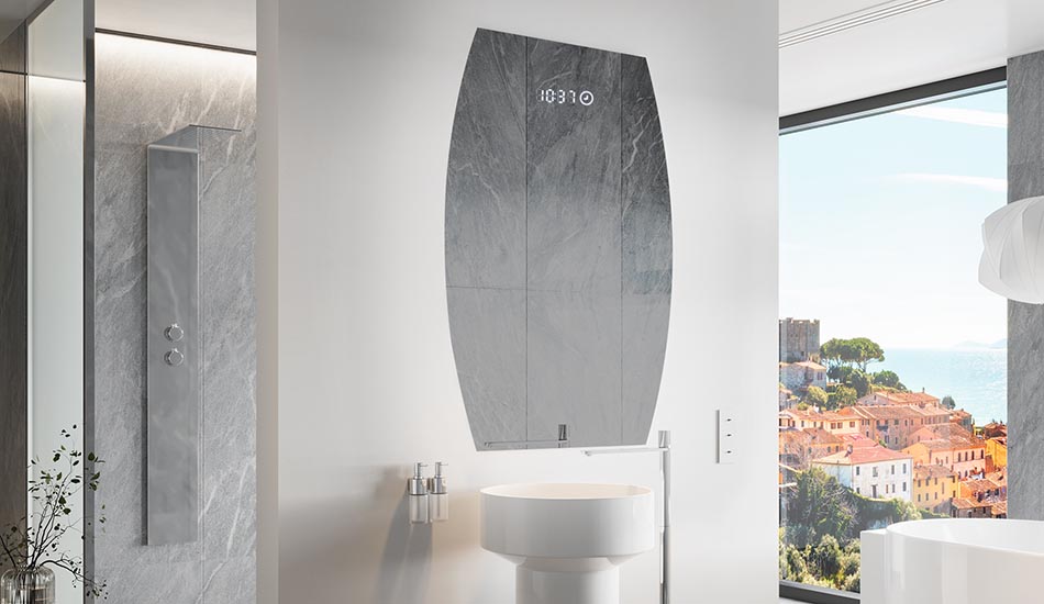 Espejo LED con forma irregular y luz ambiental – espejo decorativo | ARTFORMA