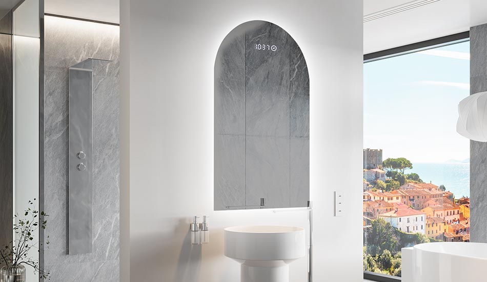 Espejo LED con forma irregular y luz ambiental – espejo decorativo | ARTFORMA