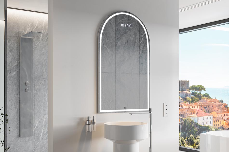 Espejo LED con forma irregular y luz ambiental – espejo decorativo | ARTFORMA