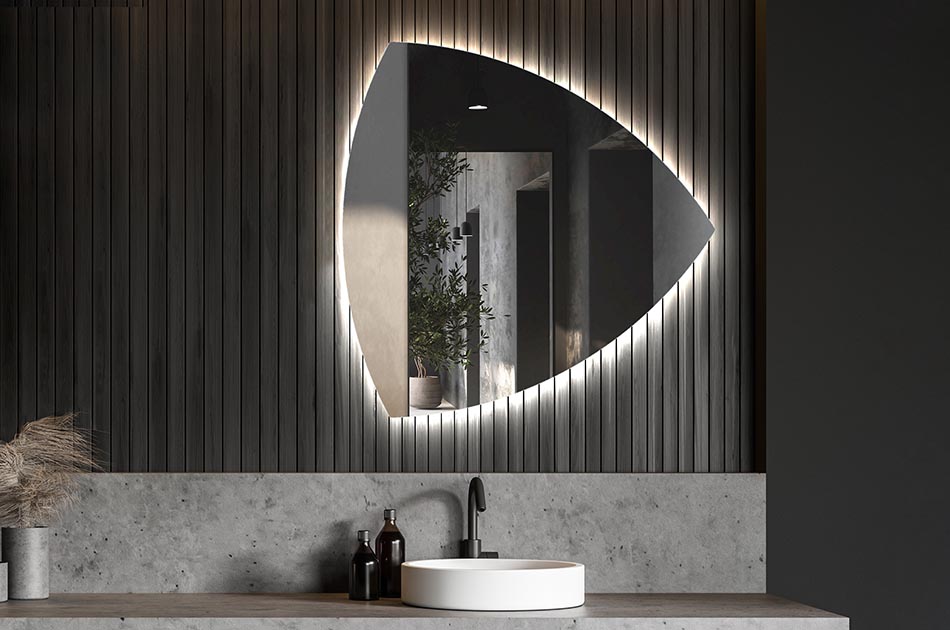 Espejo LED con forma irregular y luz ambiental – espejo decorativo | ARTFORMA