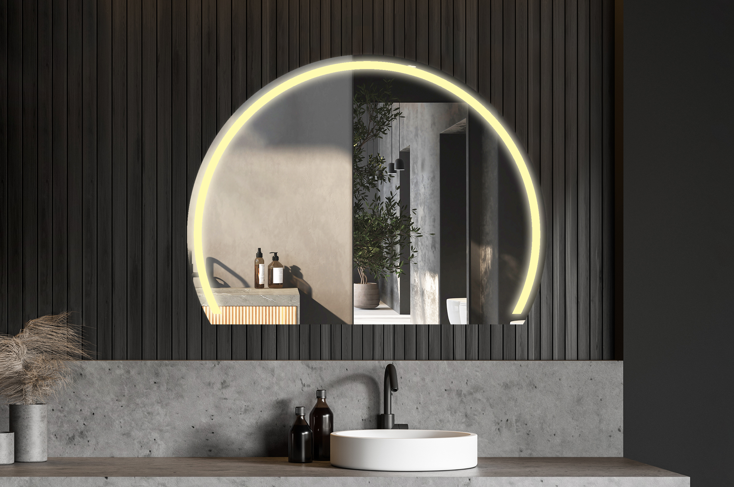 Artforma - Espejo LED Media Luna Moderno - Iluminación de Estilo