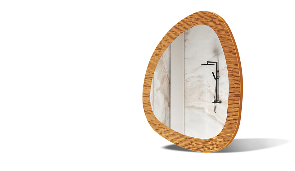 Espejo con marco metálico decorativo. Símbolo de elegancia moderna