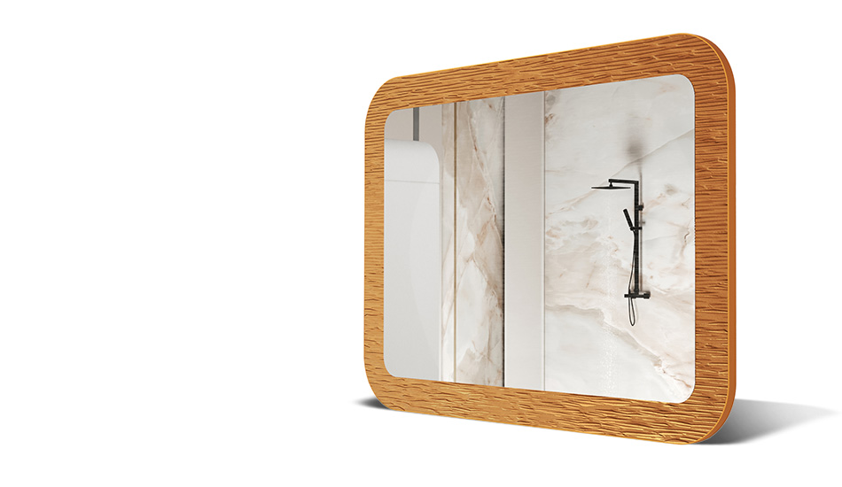 Espejo con marco metálico decorativo. Símbolo de elegancia moderna