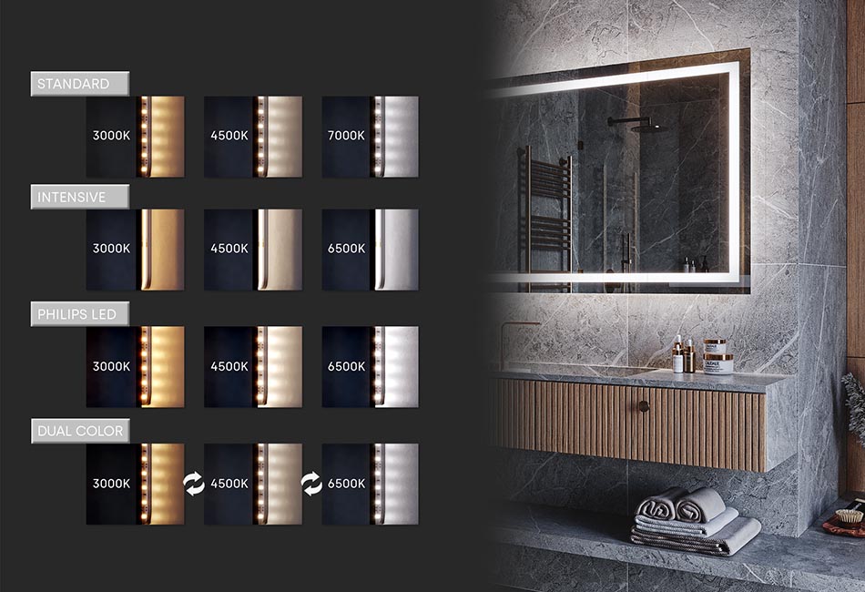 Espejo sin marco rectangular con retroiluminación – espejo moderno | ARTFORMA