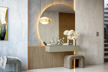 Espejo en cuarto de círculo