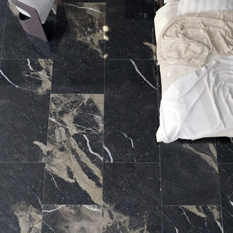 Gres esmaltado para suelo, 60 x 120, negro con vetas doradas, brillante, rectificado, A4H109 Pierre Black #5