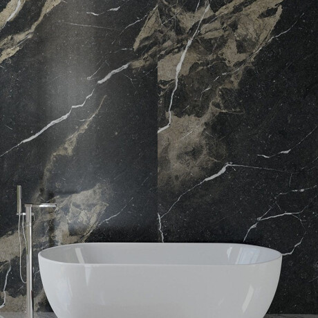 Gres esmaltado para suelo, 60 x 120, con vetas doradas, mate, rectificado, A4H110 Pierre Black #7