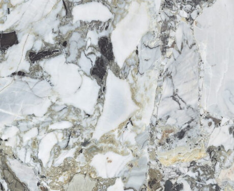 Gres de gran formato 120x280, mármol blanco con vetas doradas, acabado brillante A4H1117 Bellezza Bianca
