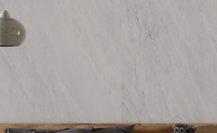 Gres esmaltado para suelo, 120 x 280 cm, gris claro, efecto piedra, mate, A4H1125 Agathos White