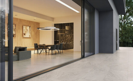 Gres esmaltado para suelo, 120 x 280 cm, gris piedra mate, A4H1129 Agathos Grey
