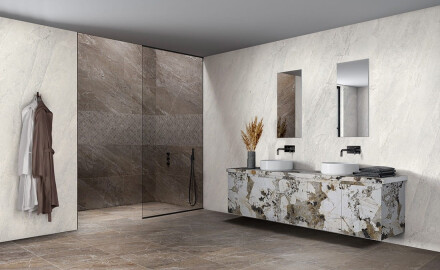 Gres esmaltado para suelo, 120 x 280 cm, marrón piedra mate, A4H1133, Agathos Multicolor
