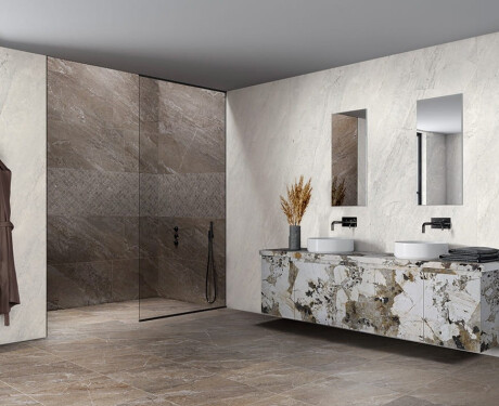 Gres esmaltado para suelo, 120 x 280 cm, marrón piedra mate, A4H1133, Agathos Multicolor