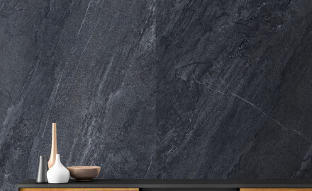 Gres esmaltado para suelo, 120 x 280 cm, antracita, efecto piedra, mate, A4H1137 Agathos Anthracite