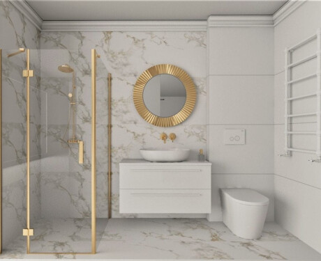 Gres esmaltado para suelo, 60 x 120 cm, blanco con vetas doradas, mate, rectificado, A4H116 Varenna