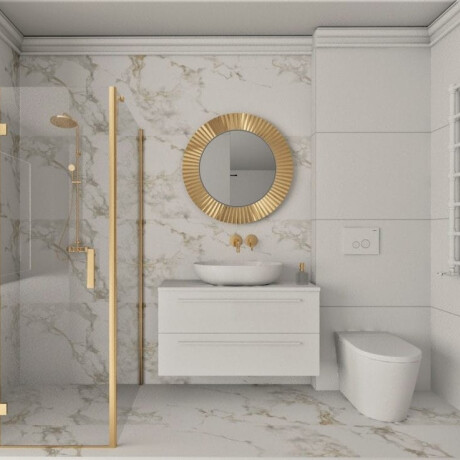 Gres esmaltado para suelo, 60 x 120 cm, blanco con vetas doradas, mate, rectificado, A4H116 Varenna #1