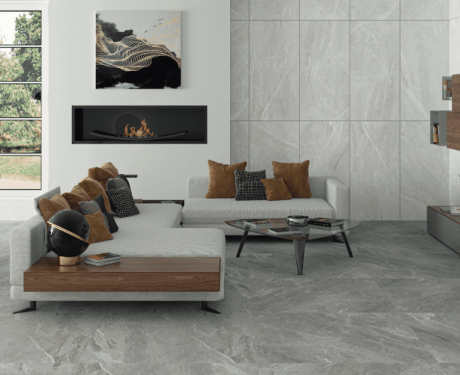 Gres esmaltado para suelo, 60 x 120 cm, gris claro mate, rectificado, A4H125, Materia Pearl