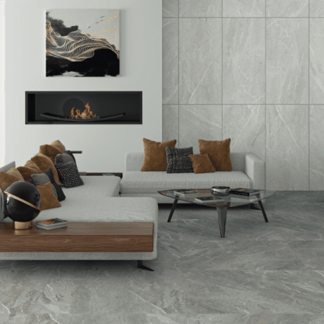 Gres esmaltado para suelo, 60 x 120 cm, gris claro mate, rectificado, A4H125, Materia Pearl #1