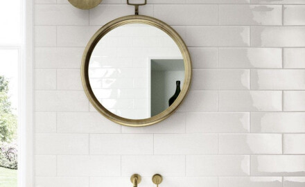 Azulejo cerámico para pared 10x30, blanco brillante, liso, A4H17 Blanco Brillo