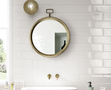 Azulejo cerámico para pared 10x30, blanco brillante, liso, A4H17 Blanco Brillo
