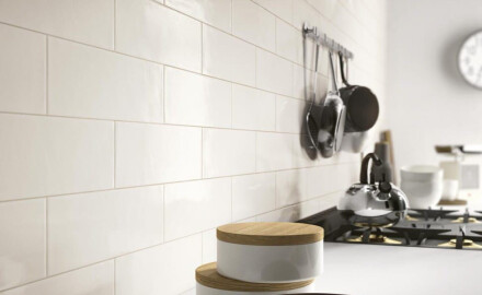 Azulejo cerámico para pared 10x30, blanco mate, liso, A4H18 Blanco Mate