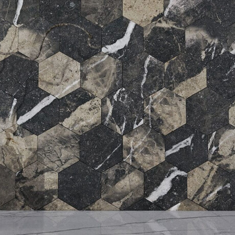 Azulejo de gres de gran formato, 120 x 280 cm, negro brillante con vetas doradas, rectificado, A4H195 Pierre Black #1