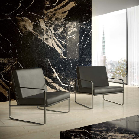 Azulejo de gres de gran formato, 120 x 270 cm, negro mate con vetas doradas, rectificado, A4H196 Pierre Black #3