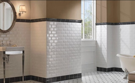 Azulejo cerámico biselado para pared, 10x20, blanco brillante, biselado A4H22 Blanco Brillo