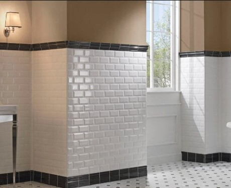 Azulejo cerámico biselado para pared, 10x20, blanco brillante, biselado A4H22 Blanco Brillo