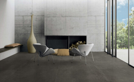 Gres esmaltado para suelo, 60 x 120 cm, gris oscuro mate, rectificado, A4H327 Massive Dimgray