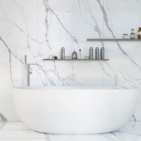 Gres esmaltado para suelo, 120 x 280 cm, mate, con vetas grises, rectificado, A4H452 Statuario Superiore #3