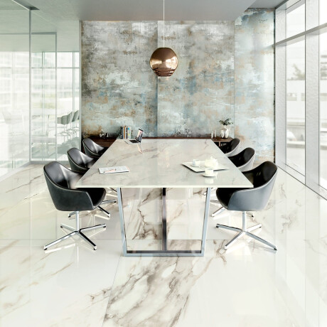 Azulejo de gres de gran formato, 120 x 270 cm, con vetas grises, mate, rectificado, A4H463 Calacatta #14