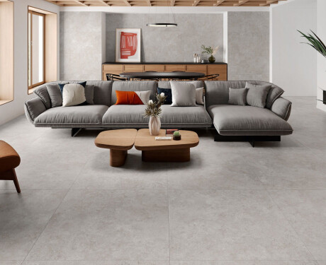 Gres para suelo 100x100, travertino cortado transversalmente, mate, gris A4H497 Chrono Grey