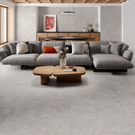 Gres para suelo 100x100, travertino cortado transversalmente, mate, gris A4H497 Chrono Grey #1